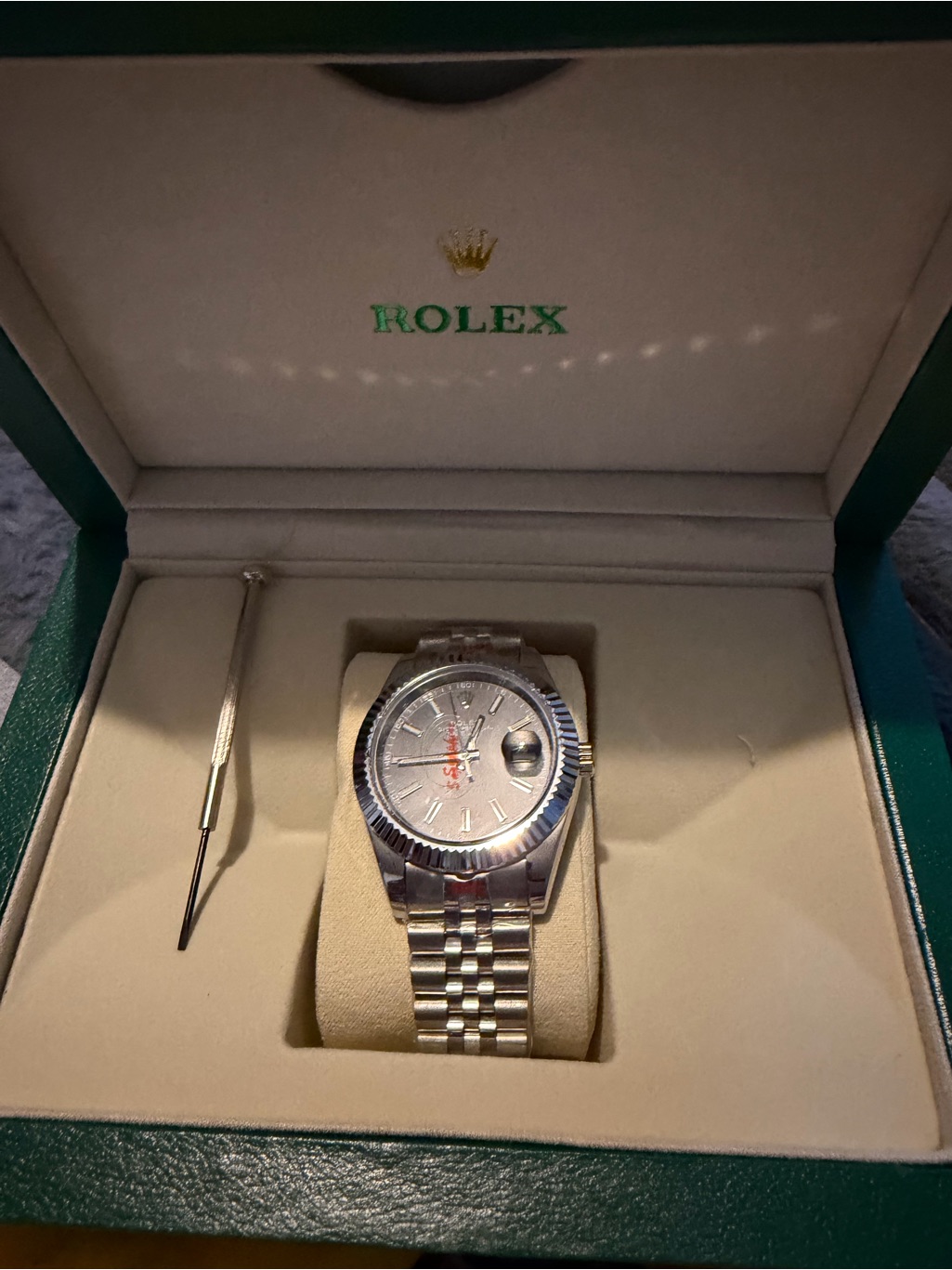 Rolex Silver Mens Watch With Jubilee Bracelet And Fluted Bezel 41mm